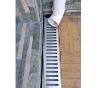 Système de caniveau extérieur pour Jardin - Grille en Acier Inoxydable, kit de Drainage en U avec Embouts et connecteurs, 100 x 30 x 35 cm pour Une Gestion Efficace des eaux de terrasse