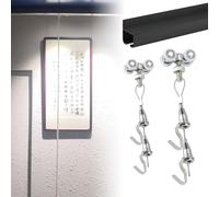 Système de Cimaise Rails De Galerie For Tableaux 20, 40, 80, 120, 160, 200 Cm, Rail Flexible Et Support For Cadres, Système De Suspension For Galeries D'art Et D'art(Wall Mount,64in(162.6cm) Track)