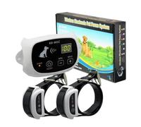 Système de clôture de Chien à Distance sans Fil étanche 1/2/3 Animaux de Compagnie 0-100 Niveau Dispositif de clôture électronique Collier de Dressage de Chien Choc électrique(Blanc pour 2 Chiens)