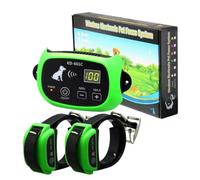 Système de clôture de Chien à Distance sans Fil étanche 1/2/3 Animaux de Compagnie 0-100 Niveau Dispositif de clôture électronique Collier de Dressage de Chien Choc électrique (Vert avec 2 Colliers)