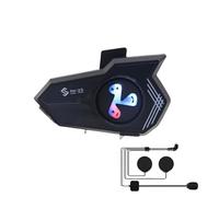 Système de communication pour casque - Casque de moto sans fil, écouteurs d'équitation avec suppression du bruit, contrôle vocal, lumières LED, audio pour ski, aventure en plein air, motoneige