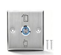 Système de contrôle d'accès de porte, interrupteur à bouton-poussoir momentané pour sortir, bouton rond de type sonnette de porte en acier inoxydable pour sortir, bouton de déverrouillage en acier ino