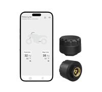 Système de contrôle de pression des pneus 2 capteurs, TPMS avec application | Caoutchouc + aluminium, 6 alarmes et précision de 0,1 bar, pour iOS/Android - Avertissement précoce et plus de sécurité