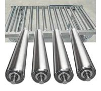 Système de convoyeur à rouleaux en acier inoxydable 4 pièces 50 mm de diamètre 250 mm de longueur Rouleaux industriels avec roulements pour usines et entrepôts