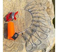 Système de cordage de pêche en acier inoxydable avec options de longueur de fil de 5 m et 10 m, équipé d'un flotteur visible et d'un piquet pour un stockage fiable du poisson en plein air (5 mètres et