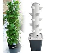 Système De Culture De Tour Hydroponique, Kit De Culture Hydroponique Verticale avec PVC De Qualité Alimentaire, Jardin Aquaponique Intérieur Et Extérieur pour Laitue, Herbes, Légumes 30 Holes