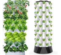 Système de Culture hydroponique 48/64/80 Trous, Tour hydroponique Verticale pour Herbes, Fruits et légumes, avec Pompe à Eau, Adaptateur, Ne