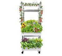 Système de culture hydroponique à 2 niveaux pour plantes hautes et grimpantes, jardinières Awokabud pour fleurs et plantes, kit de jardin d'herbes aromatiques d'intérieur avec lampe de croissance à