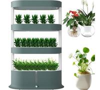 Système de culture hydroponique d'intérieur avec lampe de croissance LED télécommandée, kit de germination intelligent pour herbes de cuisine, légumes (vert, trois couches)