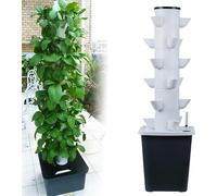 Système de Culture hydroponique en Tour pour 30 Plantes, kit de Culture aérienne pour Herbes, Fruits et légumes avec Pompe d'hydratation, Adaptateur et Pots en réseau.