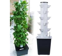 Système de Culture hydroponique, jardinière Verticale pour 30 Plantes, kit de Jardinage Intelligent d'intérieur avec Pompe et réservoir d'eau Mobile, Tour pour Plantes potagères, Cadeau pour