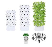 Système de culture hydroponique pour jardinage intérieur, tour de jardin verticale, pot de fleurs hydroponique avec pompe à eau, minuteur, adaptateur, roues, lit de semis et pots en filet