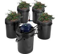 Système de culture hydroponique RDWC - 20L PP - 4 seaux + 1 réservoir - Croissance efficace des plantes sans terreau
