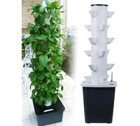 Système de Culture hydroponique, Tour hydroponique pour Jardin, kit de Culture aérienne pour Herbes, Fruits et légumes avec Pompe d'humidification, Adaptateur, Pots en réseau.