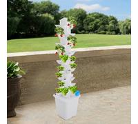 Système de culture hydroponique vertical de 1,1 m avec pompe - Kit de tour de germination pour plantes d'intérieur à 9 niveaux et 45 trous BLANC
