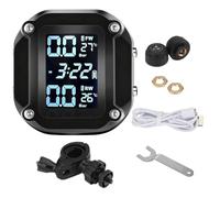 Système De De Pression des Pneus - Détecteur À Affichage LCD,Alarme Étanche De Pression Et Température avec Capteur Externe | pour Moto Quad Scooter Trajets Randonnée Sécurité