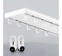 Système de double rail de rideau de plafond robuste et silencieux pour rideaux et séparateur de pièce - Idéal pour le salon et la chambre à coucher (blanc, 1,1 m)