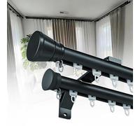 Système de double rail en aluminium avec barre robuste à 2 couches pour séparateur de pièce coulissant Bleu 5,4 m de long