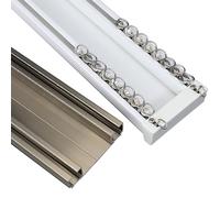 Système de double tringle à rideaux robuste pour rideaux lourds montés au plafond Séparateurs de pièce en aluminium 400 cm de long Parfait pour la maison et le bureau