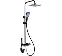 Système de douche, 10 "Down Robinet Set Wall Murled Shower Combo Set 4 Functions Rain Mixer Combo Ensemble avec baignoire, pomme de douche de pluie, douche à main, pulvérisateur de bidet, noir,
