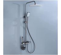 Système de douche, 10 "Down Robinet Set Wall Murled Shower Combo Set 4 Functions Rain Mixer Combo Ensemble avec baignoire, pomme de douche de pluie, douche à main, pulvérisateur de bidet, noir,