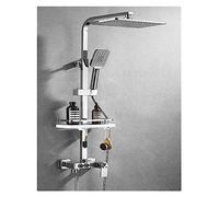 Système de douche à bouton noir avec pommeau de douche à 4 fonctions - Colonne de douche en cuivre pour salle de bain - Design moderne - S1829C-TH-3G