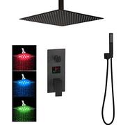Système de Douche à Effet de Pluie à 2 Fonctions, Ensemble de robinets de Douche à LED pour Salle de Bains contemporaine, Ensemble combiné de Douche monté au Plafond, 8 Pouces