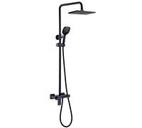 Système de Douche à Effet de Pluie avec douchette à Main à 3 Fonctions, Ensemble combiné de Fixation de Robinet de Douche à Effet de Pluie Noir à Montage exposé