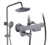 Système de Douche à Effet de Pluie avec Remplissage de Bain, Ensemble de Douche en Laiton réglable de 80 à 120 cm avec Pomme de Douche à Effet de Pluie et Jet à Main 3 Fonctions, Rond
