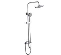 Système de Douche à Effet de Pluie chromé avec Remplissage de Bain, Ensemble de Douche en Laiton réglable de 80 à 120 cm avec Pomme de Douche à Effet de Pluie Haute Pression et pulvérisateur à Main 3