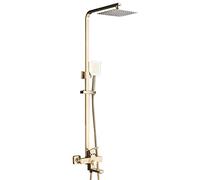 Système de Douche à Effet de Pluie en Or brossé, Ensemble de robinets de Douche de Salle de Bain Contemporain, Ensemble combiné de Douche exposé, Hauteur réglable, 10 Pouces