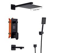 Système de Douche à Effet de Pluie pour Salle de Bain, Ensemble de robinets de Douche à Affichage de température Celsius, Interrupteur à 3 Voies, Support Mural avec Pomme de Douche à Effet de Pluie,