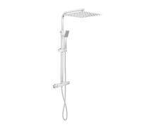 Système de douche à effet pluie, 30 x 30 cm, système de douche thermostatique, hauteur réglable de 82 à 110 cm, 2 clapets anti-retour intégrés, pommeau de douche rotatif à 360°, fixation murale