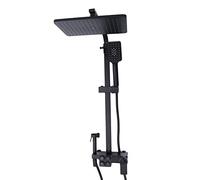 Système de douche à effet pluie, affichage LED, thermostat, kit de douche, pistolet pulvérisateur haute pression, hauteur réglable de 80 à 120 cm, quatre types de pommeaux, trois modes de jet d'eau