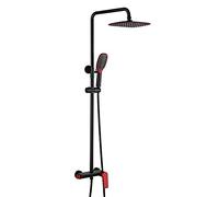 Système de douche à effet pluie avec robinet de baignoire, ensemble de douche à main réglable, combinaison de douche grise avec barre de glissement, équipement de salle de bain moderne pour une déte