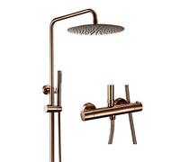 Système de douche à effet pluie, ensemble de douche thermostatique à fixation murale, mitigeur à double poignée en laiton avec pommeau de douche à effet pluie et douchette à main