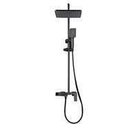 Système de douche à effet pluie, ensemble de robinets muraux en laiton avec pommeau de douche à effet pluie, douchette à main, bec de baignoire, finition noire