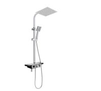 Système de douche à effet pluie, finition chrome, hauteur réglable 29,3-45,27 in, argent clair