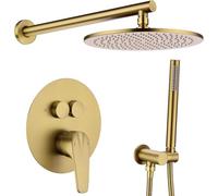Système de douche à effet pluie monté au plafond avec valve à pression équilibrée et pommeau de douche à main, inverseur à bouton poussoir pour une expérience de bain luxueuse