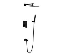 Système de Douche à Effet Pluie Noir, Ensemble de Robinet de Douche à Haut débit 3 Fonctions avec Pomme de Douche à Effet Pluie et douchette à Main, Robinet de Remplissage de Baignoire, Facile à