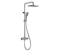 Système de douche à effet pluie pour salle de bain, ensemble de robinet de douche triple fonction avec barre coulissante, robinet de baignoire cascade en laiton avec pulvérisateur à main à 3 réglages