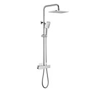 Système de douche à effet pluie pour salle de bain, ensemble de robinet de douche triple fonction avec barre coulissante, robinet de baignoire cascade en laiton avec pulvérisateur à main à 3 réglages
