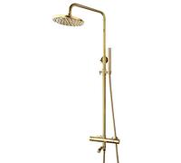 Système de douche à la douche à la main, jeu de robinet de douche en or de 8 pouces, ensemble combo de douche mural, mélangeur à double poignée avec douche à main, pomme de douche, bouffée de