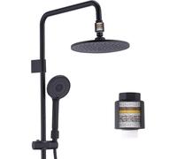 Système de douche à pluie HOMELODY SUS304 sans raccords avec filtre, douche à main noire avec 4 fonctions, ensemble de douche en acier inoxydable avec tête de douche ronde, barre de douche