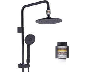 Système de douche à pluie HOMELODY SUS304 sans raccords avec filtre, douche à main noire avec 4 fonctions, ensemble de douche en acier inoxydable avec tête de douche ronde, barre de douche