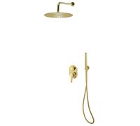 vidaXL Panneau de douche – Système de douche en acier inoxydable 201, design doré, douchette à main