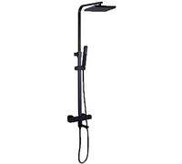 Système de Douche All-Copper-American Thermostat Black Square Douche de Douche supérieure Douche à Main Douche à Quatre Vitesses Bulle de Booster