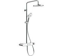 Duravit Colonne de douche Shelf 1050 TH4382008005 – Mitigeur thermostatique, MinusFlow, Chrome/Blanc