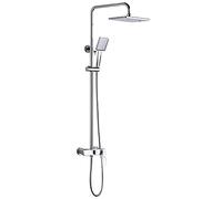 Système de Douche avec Baignoire Serme Boucheur Rain Bower Combo Set avec RECTANGE pour Plage comme comme DESSE FAICET DESSIONS avec Set Combo POURCE, Chrome (Chrome A)