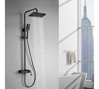 Système de douche avec bec de baignoire, pommeau de douche à effet pluie de luxe avec pulvérisateur de douche, ensemble de robinet de douche mural à poignée unique, chromé